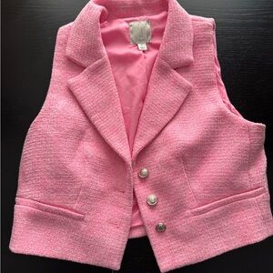 Joie Pink Tweed Vest with Metallic Accents